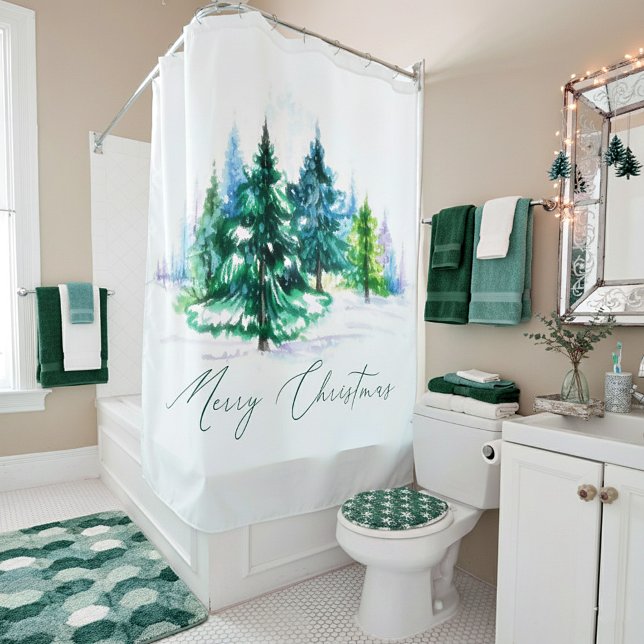 Watercolor trees  shower curtain (Creator Uploaded)