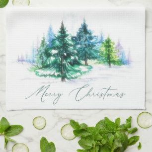 Watercolor trees  tea towel