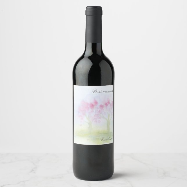 Watercolor Trees Wine Label (Front)