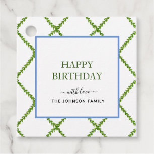 Watercolor trellis Happy Birthday gift tags