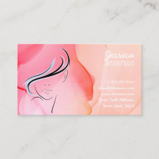 Watercolor Trendy Modern Hairdresser Business Card