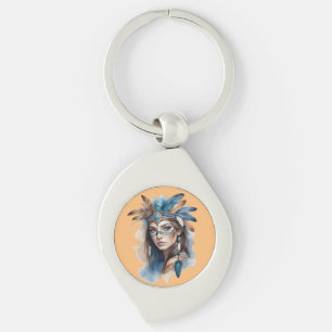 Watercolor Tribal Beauty: Spirit of Bohemian Art Key Ring