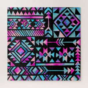 Watercolor tribal motifs, ethnic wallpaper. jigsaw puzzle