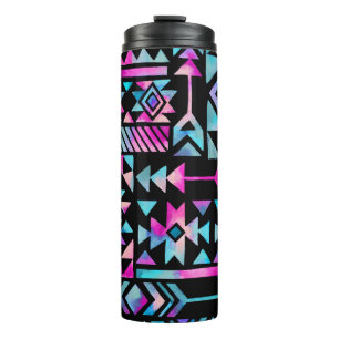 Watercolor tribal motifs, ethnic wallpaper. thermal tumbler