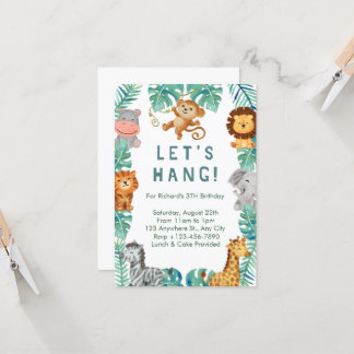 Watercolor Tropical Animals Birthday  Invitation