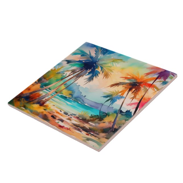 Watercolor tropical art tile (Side)