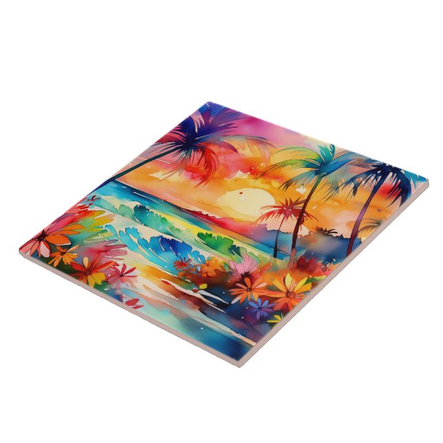 Watercolor tropical art tile (Side)