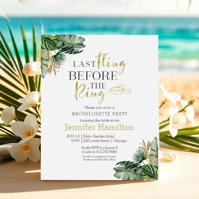 Watercolor Tropical Bachelorette Party Invitacion (Creator Uploaded)