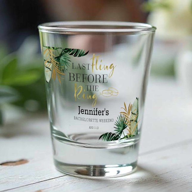 Watercolor Tropical Bachelorette Weekend Shot Glass (Creator Uploaded)