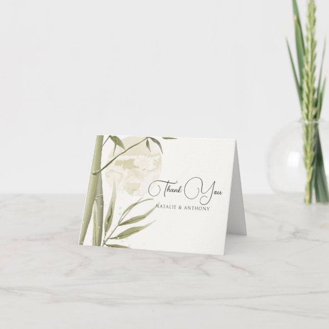 Watercolor Tropical Bamboo  Thank You Card (Front)