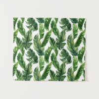 Watercolor Tropical Banana Leaves Pattern