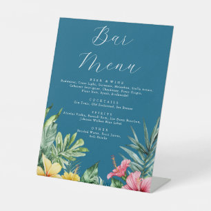 Watercolor Tropical Bar Menu Wedding Pedestal Sign