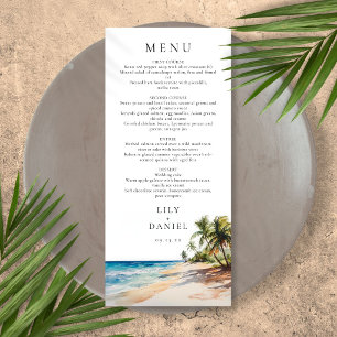 Watercolor Tropical Beach Destination Wedding Menu