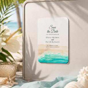Watercolor Tropical Beach Save the Date Magnet