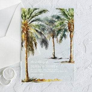 Watercolor Tropical Beach Wedding Acrylic Invitations