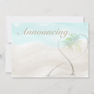 Watercolor Tropical Beach Wedding Annoucement Invitation
