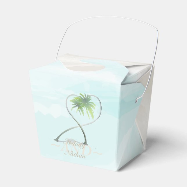 Watercolor Tropical Beach Wedding Favour Box (Front Side)