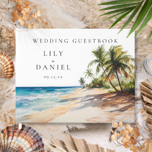 Watercolor Tropical Beach Wedding Guest Book