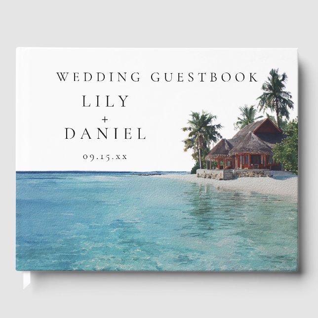 Watercolor Tropical Beach Wedding Guest Book