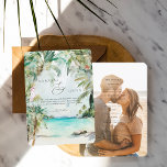 Watercolor Tropical Beach Wedding Invitation<br><div class="desc">No matter what time of year, we can pretend we’re on a tropical island lush tropical greenery! While this palette emanates a tropical feel, it’s quite adaptable across various styles—bohemian, rustic, and modern for instance. Elegant floral arrangements, warm hues and airy accents are all essential to this fun party theme....</div>