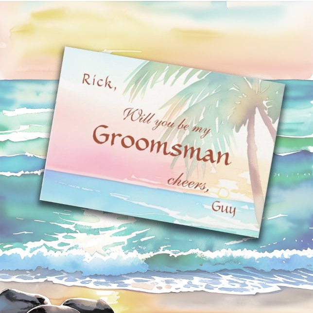  Watercolor Tropical Beach Wedding Invitation (Creator Uploaded)