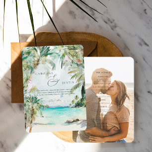 Watercolor Tropical Beach Wedding Invitation