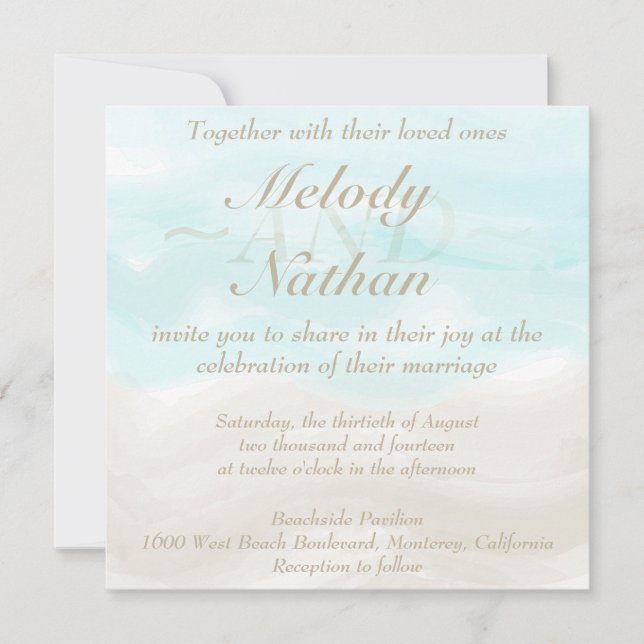 Watercolor Tropical Beach Wedding Invitation (Front)