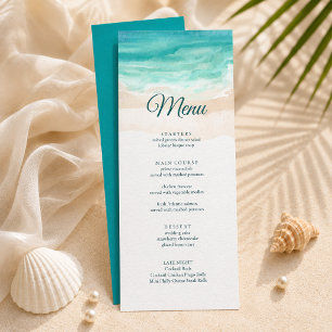 Watercolor Tropical Beach Wedding Menu Card