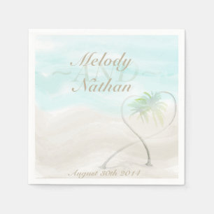 Watercolor Tropical Beach Wedding Paper Napkins