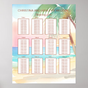 Watercolor Tropical Beach Wedding Poster
