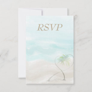 Watercolor Tropical Beach Wedding RSVP Card