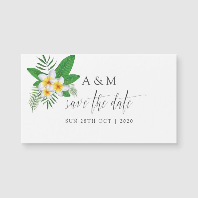 Watercolor Tropical Beach Wedding Save the Date (Front)