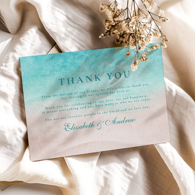 Watercolor Tropical Beach Wedding Thank You Card (Creator Uploaded)