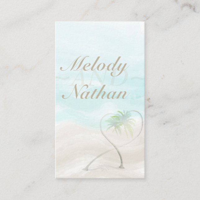 Watercolor Tropical Beach Wedding Website Card (Front)