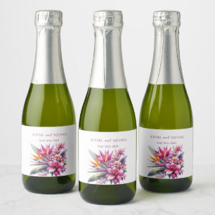 Watercolor Tropical Bliss-Wedding Sparkling Wine Label