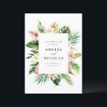 Watercolor Tropical Botanical Frame Summer Save The Date<br><div class="desc">Announce your wedding date to family and friends with this customisable save the date announcement card.  It features a watercolor frame of tropical flowers and greenery. Personalise by adding names,  dates,  venues,  and other details. This tropical save-the-date card is perfect for summer weddings.</div>