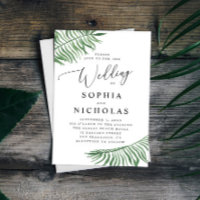 Watercolor tropical botanical wedding. Palm leaves