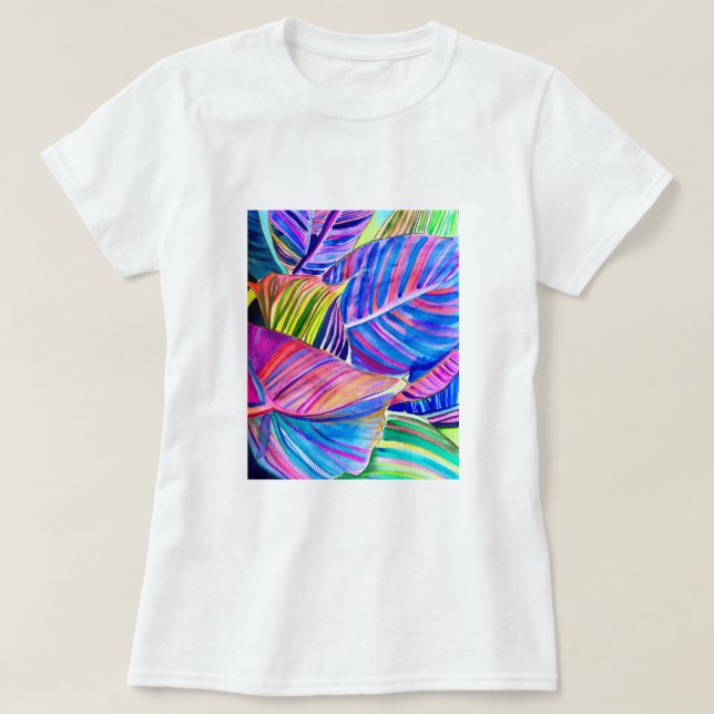 Watercolor tropical canna leaves T-Shirt (Design Front)