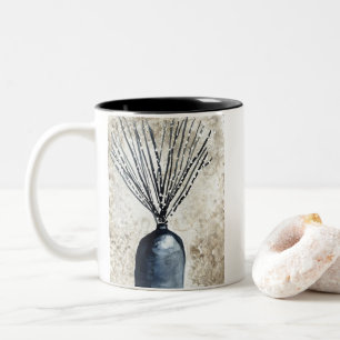 Watercolor tropical canna leaves Two-Tone coffee mug