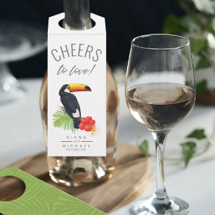 Watercolor Tropical Cheers to Love Green ID577 Bottle Tag