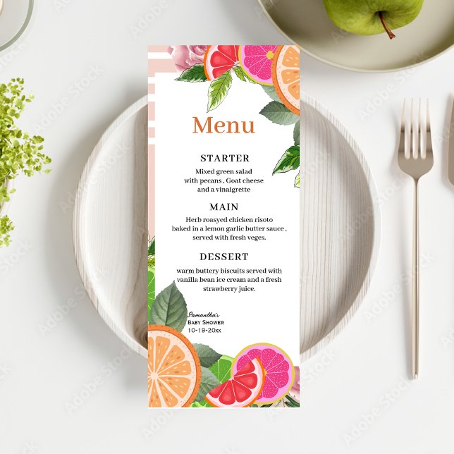 Watercolor Tropical Citrus Fruits Cute menu (Creator Uploaded)
