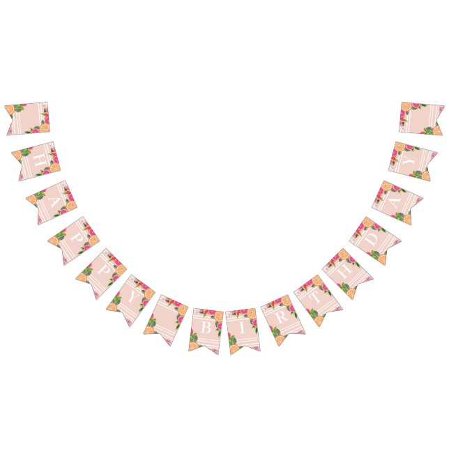 Watercolor Tropical Citrus Minimal birthday Bunting (All)
