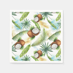 Watercolor Tropical Coconut Pattern Napkin