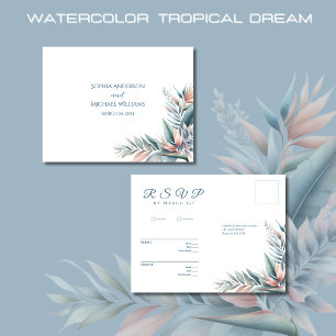 Watercolor Tropical Dream-Wedding RSVP- Postcard