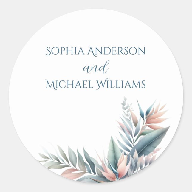 Watercolor Tropical Dream- Wedding Stickers (Front)