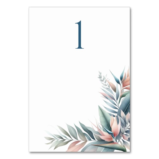 Watercolor Tropical Dream Wedding Table Card (Front)