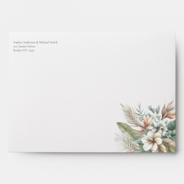 Watercolor Tropical Elegance Wedding- Envelope (Front)