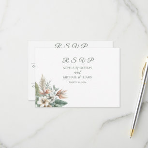 Watercolor Tropical Elegance-Wedding- RSVP Card