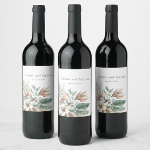 Watercolor Tropical Elegance-Wedding Wine Label