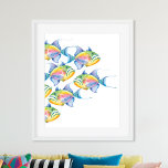 Watercolor Tropical Fish Beach Art Poster<br><div class="desc">Perfect for bedrooms,  bathrooms and living areas in your coastal beach home. This colourful beach art features a replica of my original hand painted watercolor tropical queen triggerfish. It matches my coastal decor collection and is perfect for your beach cottage. To see more coastal art visit www.zazzle.com/dotellabelle</div>